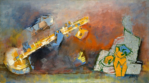 Sitar Player - Maqbool Fida Husain - Canvas Prints