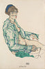 Egon Schiele - Sitzender Halbakt Mit Blauem Haarband (Sitting Semi-Nude With Blue Hairband) - Framed Prints