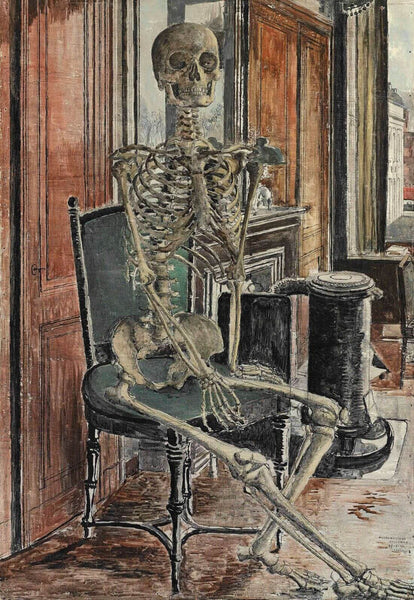 Skeleton (Squelette) - Paul Delvaux Painting - Surrealism Painting - Art Prints