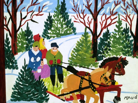 Sleigh Ride  2 - Maud Lewis - Canadian Folk Artist Painting by Maud Lewis