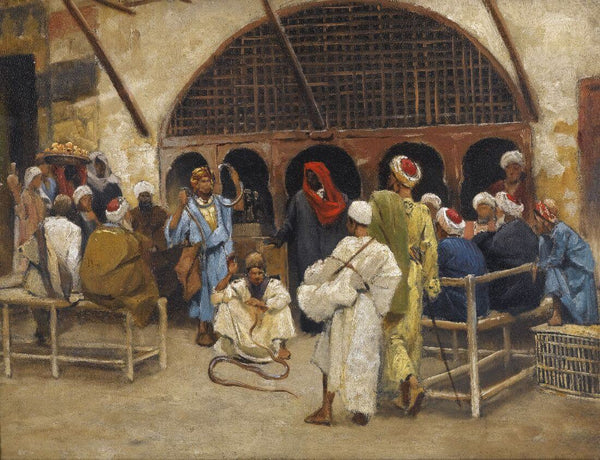 Snake Charmers - Ludwig Deutsch - Middle Eastern Orientalism Art Painting - Life Size Posters