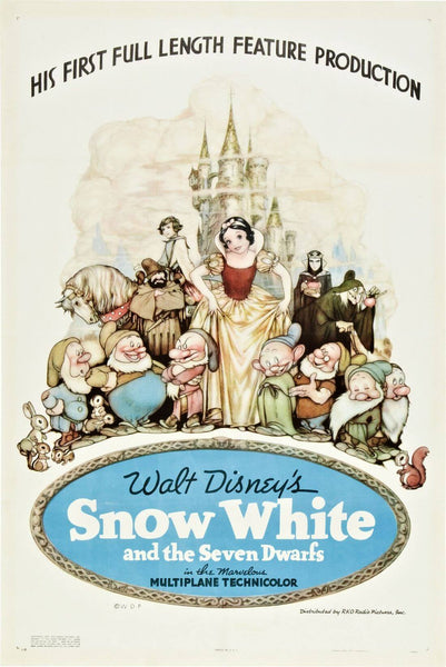 Snow White And The Seven Dwarfs - Hollywood English Animated Movie Poster - Framed Prints