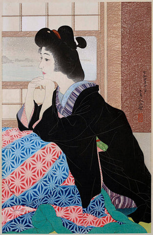 Snow (Yuki) - Torii Kotondo - Japanese Oban Tate-e print Painting by Torii Kotondo