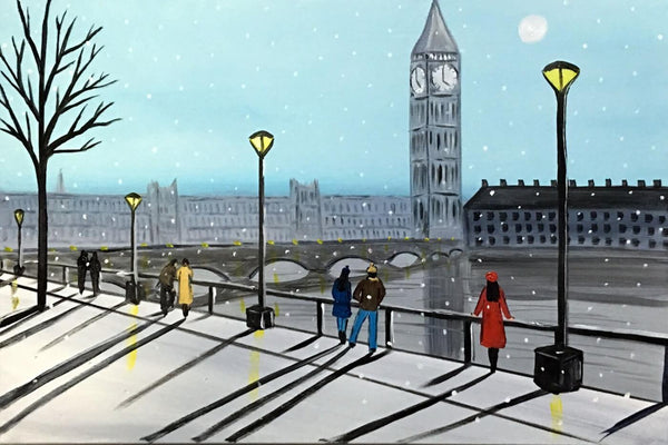 Snowfall In London - London Photo and Painting Collection - Canvas Prints