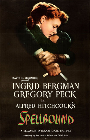 Spellbound - Ingrid Bergman - Gregory Peck - Alfred Hitchcock - Classic Hollywood Suspense Movie Poster by Hitchcock