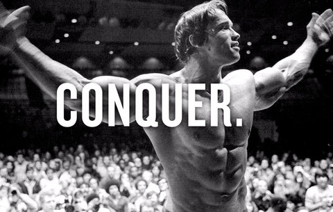 Spirit Of Sports - Motivational Quote - Conquer - Arnold Schwarzenegger - Posters by Joel Jerry