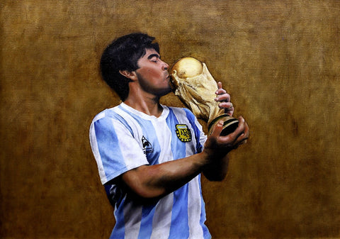 Spirit Of Sports - Oil Painitng - Soccer Superstars - Maradona - Posters by Joel Jerry