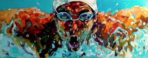 Spirit Of Sports - Painting - The Swimmer - Framed Prints by Joel Jerry