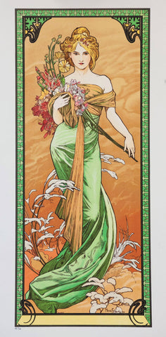 Spring - Four Seasons - Alphonse Mucha - Art Nouveau Print - Posters by Alphonse Mucha