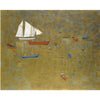 Boats On Golden Waters (Boote Auf Goldenem Wasser) - Spyros Vassiliou - Cubism and Impressionist Painting - Art Prints