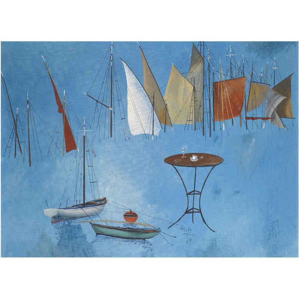 Caïques Boats And Sails (Caïques-Boote und Segel) - Spyros Vassiliou - Cubism and Impressionist Painting - Art Prints