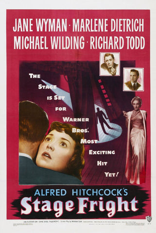 Stage Fright - Marlene Dietrich - Alfred Hitchcock - Classic Hollywood Movie Poster by Hitchcock