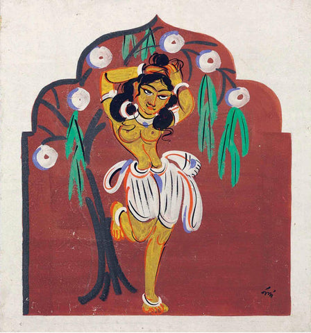 Standing Figure Under A Kadam Tree - Haripura Posters Collection - Nandalal Bose - Bengal School Painting - Posters