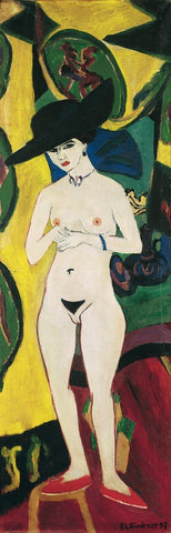 Standing Nude With Hat by Ernst Ludwig Kirchner