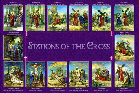 Stations of the Cross - 14 Ways Of The Cross - Via Dolorosa - Via Crucis - Jesus Christ Christian Art Painting - Art Prints by Louis