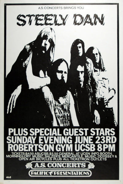 Steely Dan Live At UC Santa Barbara 1974 - Music Concert Poster - Tallenge Vintage Rock Music Collection - Framed Prints
