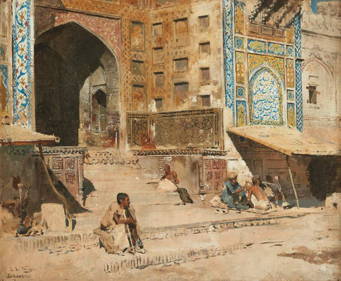 Steps of the Mosque Vazirkham in Lahore - Edwin Lord Weeks - Orientalist Art Painting - Posters by Edwin Lord Weeks