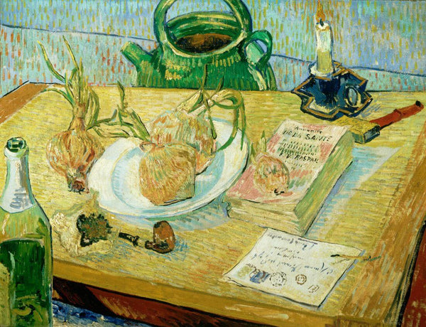 Still Life With Drawing Board Pipe Onions and Sealing Wax - Vincent van Gogh Painting - Life Size Posters