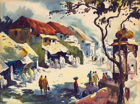 Street Scene Nagpur - Sayed Haider Raza -  Early Works by Sayed Haider Raza
