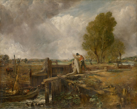 Study of A boat passing a lock - Life Size Posters by John Constable