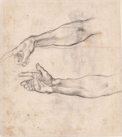 Study of an outstretched arm for a fresco - Michelangelo - Canvas Prints by Michelangelo