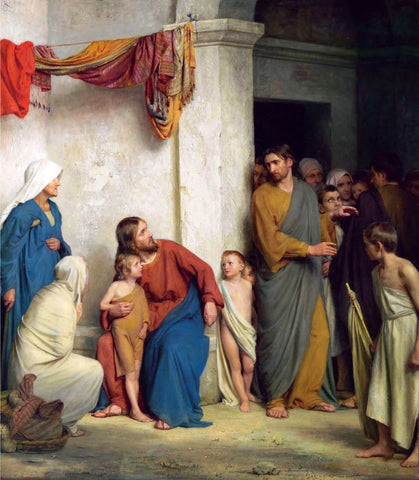 Suffer The Children – Carl Heinrich Bloch 1881 - Jesus Christ - Christian Art Painting - Life Size Posters