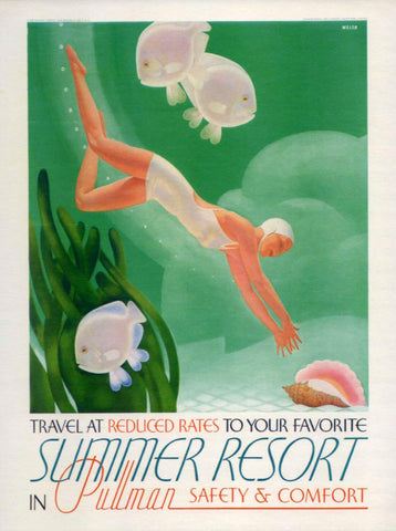 Summer Resort In Pullman - Vintage Travel Poster - Framed Prints