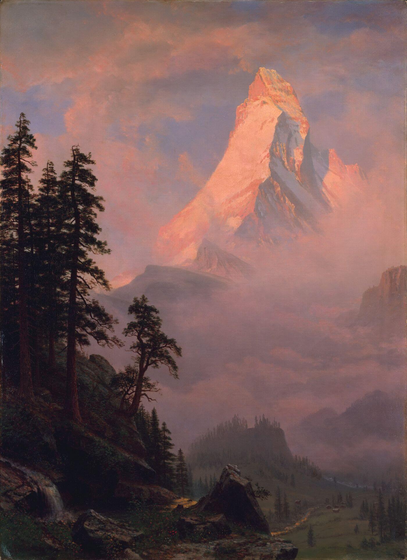Sunrise on the Matterhorn - Albert Bierstadt - Landscape Painting