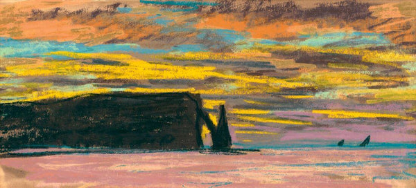 Sunset At Étretat (Coucher de soleil à Étretat) - Claude Monet Painting – Impressionist Art - Framed Prints