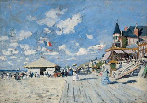 The Boardwalk on the Beach at Trouville (La promenade sur la plage de Trouville) – Claude Monet Painting – Impressionist Art by Claude Monet