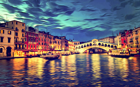 Surreal View Of Venice Grand Canal - Digital Painting - Framed Prints