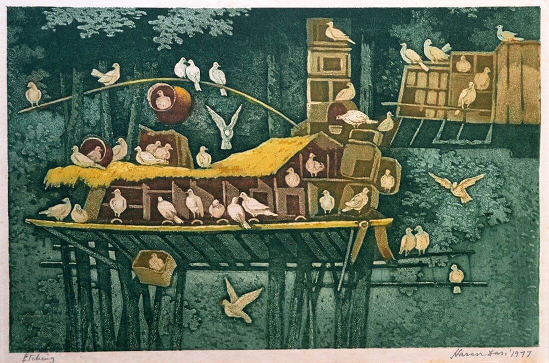 Sweet Home - Haren Das - Bengal School Art Etching - Art Prints