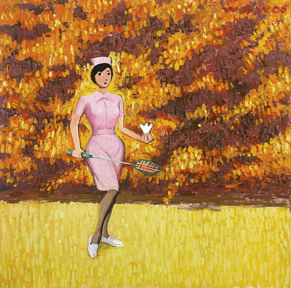 Contemporary Art - Badminton Playing Nurse - Framed Prints