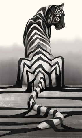 Contemporary Art - Black And White Melting Tiger - Canvas Prints