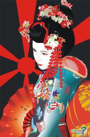 Funky Asian Art - Geisha - Canvas Prints