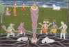 Indian Art - Samudra Manthan - Churning of the Ocean by Mahesh - Framed Prints