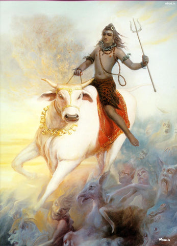 Lord Shiva Riding Nandi - Canvas Prints