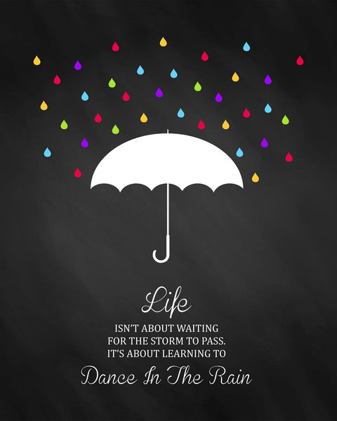 Motivational Poster - Dance In The Rain- Inspirational Quote - Framed Prints