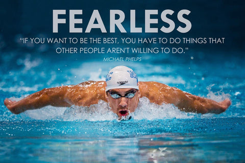 Motivational Poster - FEARLESS - MIchael Phelps - Inspirational Quote - Posters by Sherly David
