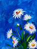 Oil Painting - White Flowers with Blue Background - Large Art Prints