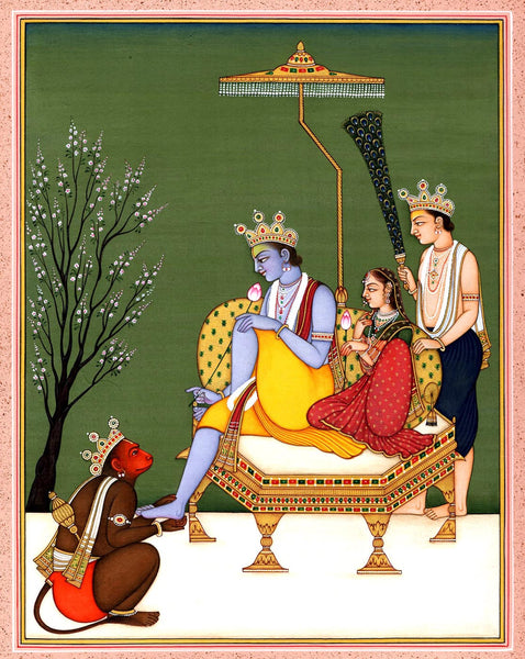 Sita Ram And Lakshman with Hanuman - Vintage Painting - Canvas Prints