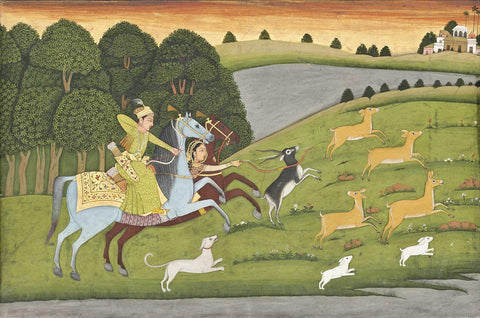 Baz Bahadur And Rupmati Out Hunting - Framed Prints by Mahesh