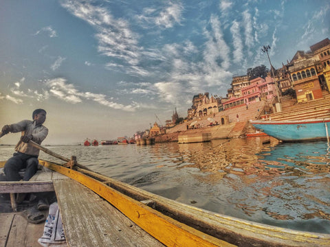 Boatman In Varanasi - Canvas Prints