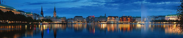 Hamburg Skyline At Night - Art Prints