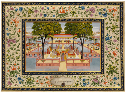 Indian Art - Ladies Celebrate Holi on a Pleasure Pavilion - Framed Prints
