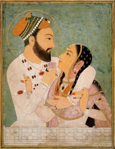 Indian Art - Rajput Painting - A Prince And His Beloved - Dara Shukoh With His Wife Nadira Banu Begum - Canvas Prints
