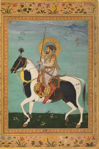 Indian Art - Shah Jahan on Horseback - Framed Prints