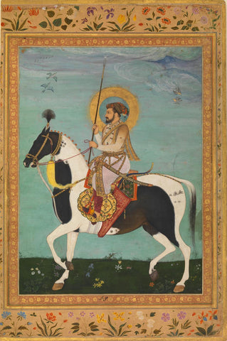Indian Art - Shah Jahan on Horseback by Mahesh
