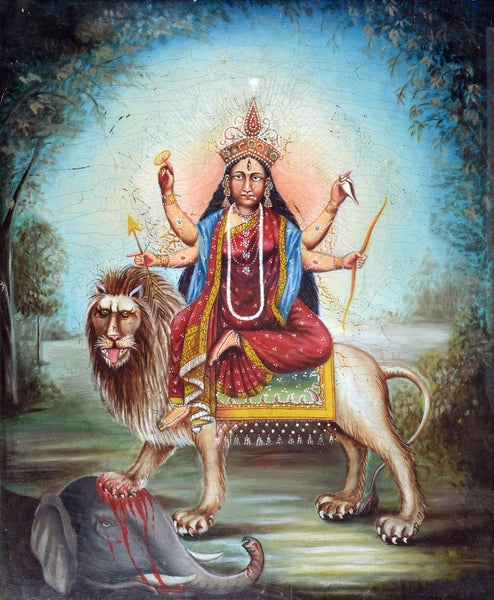 Maa Durga Painting - Framed Prints