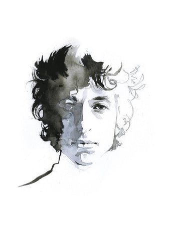 Music and Musicians Collection - Bob Dylan - Water Color Painting - Framed Prints